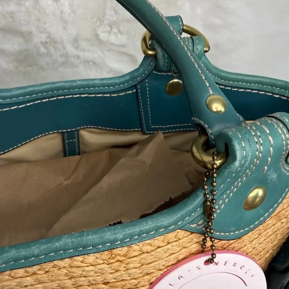 y2k Coach Straw Tote Shoulder Bag - Picture 6 of 9